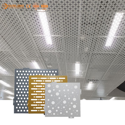 เพดานโลหะระงับภายในปรับแต่งแผงเพดานอลูมิเนียมพรุนศิลปะสำหรับสนามกีฬา
