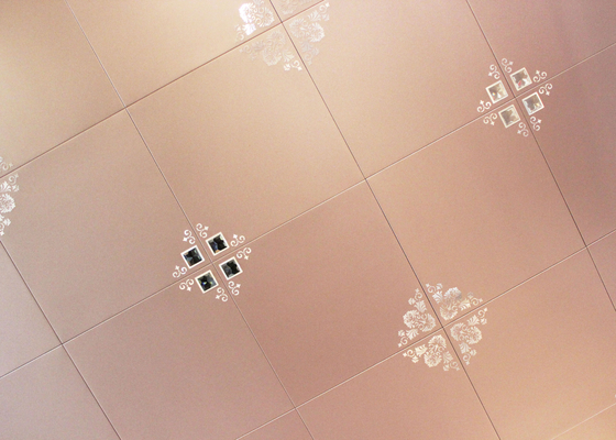300 x 300 มม. เพดานตกแต่งศิลปะพื้นเพดานเมทัลลิคเพื่อการค้าสำหรับห้องน้ำ