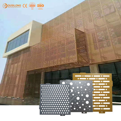 CNC Cut Curtain Wall Panel แผงหุ้มอาคารอะลูมิเนียมเจาะรูสำหรับเครื่องประดับสถาปัตยกรรม